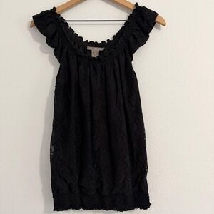 Kenar - Black Floral Lace Sleeveless Blouse